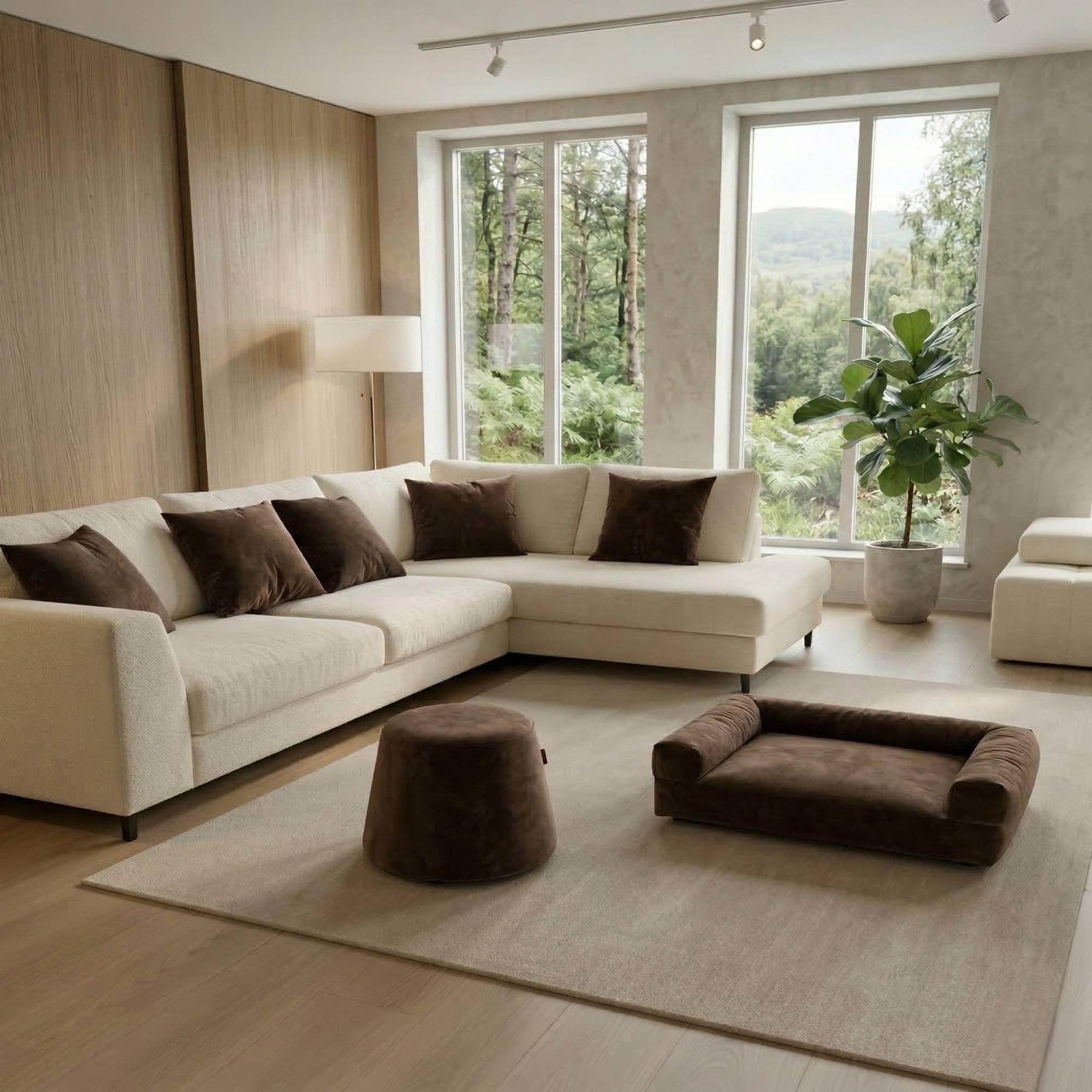 Ambiente arredato con dettagli col. Brown
