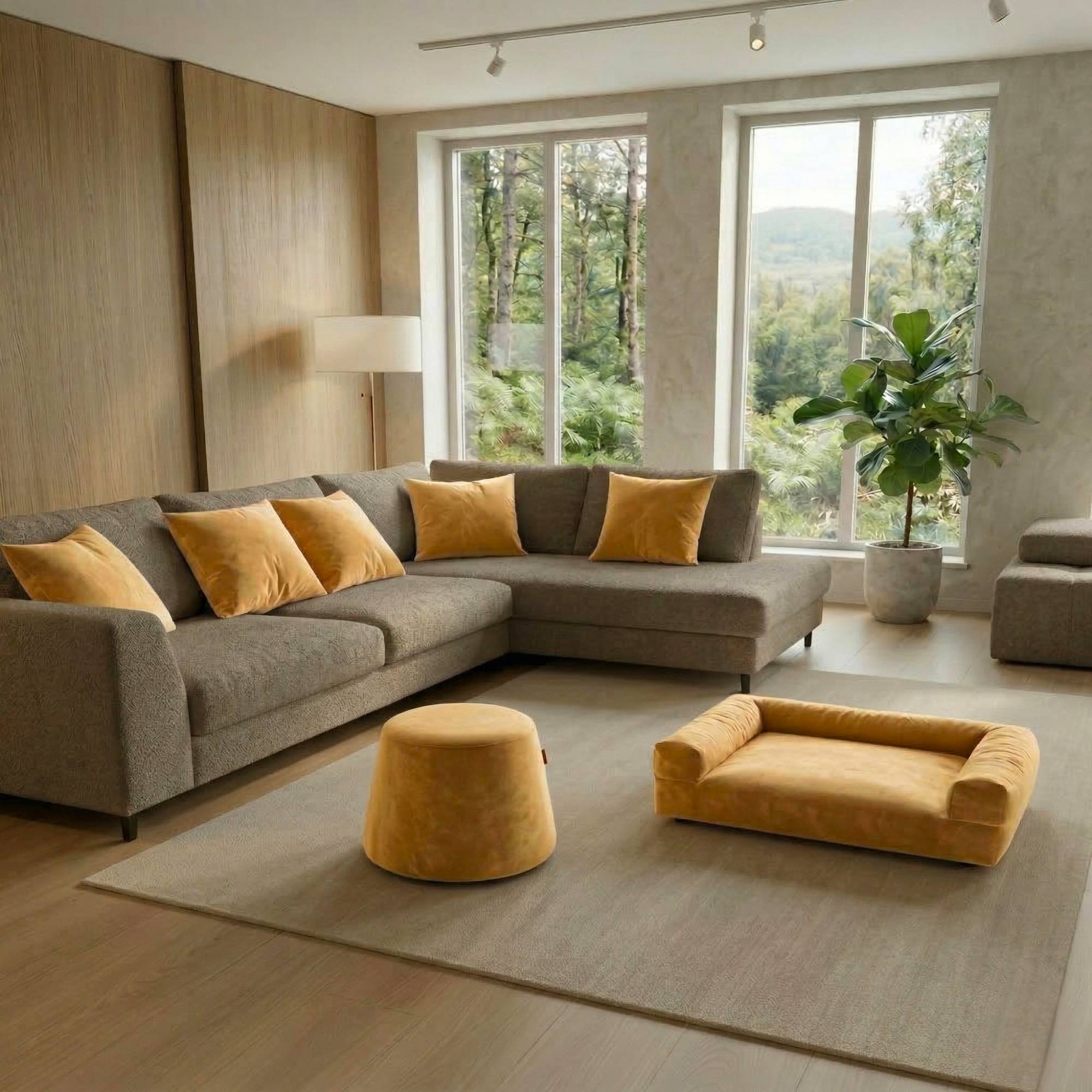 Ambiente arredato con dettagli col. Miele