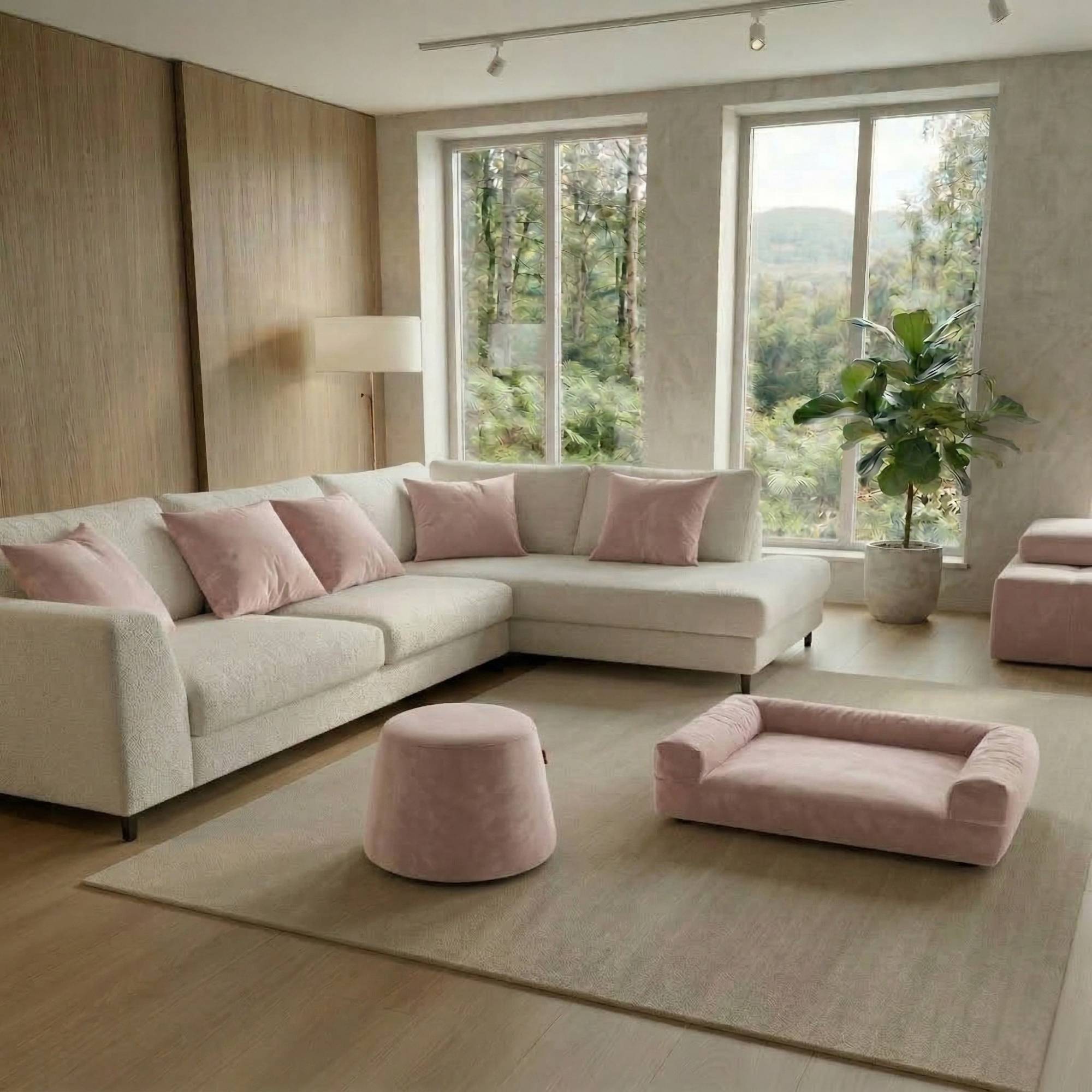 Ambiente arredato con dettagli col. Rosa