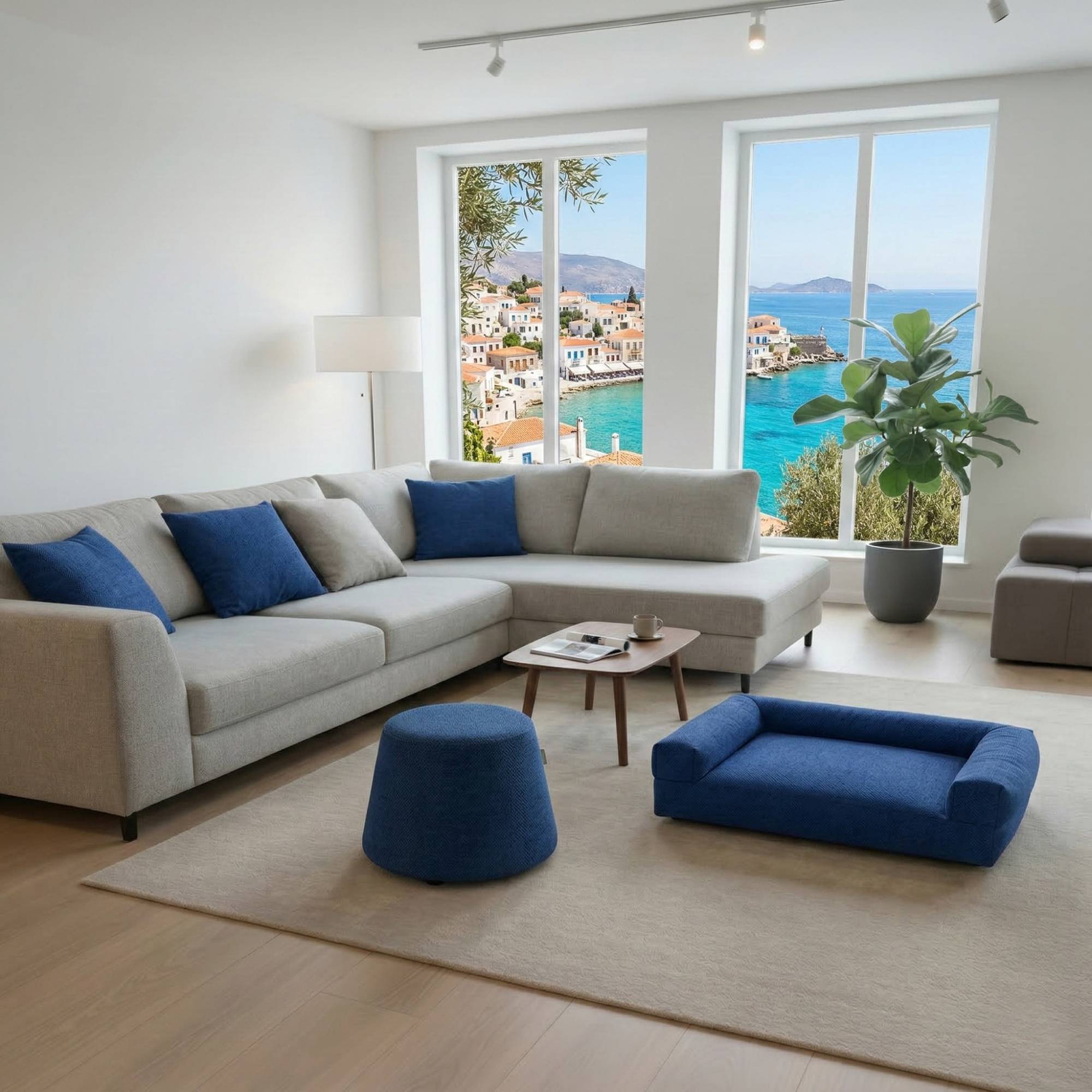 Ambiente arredato con dettagli col. Blu
