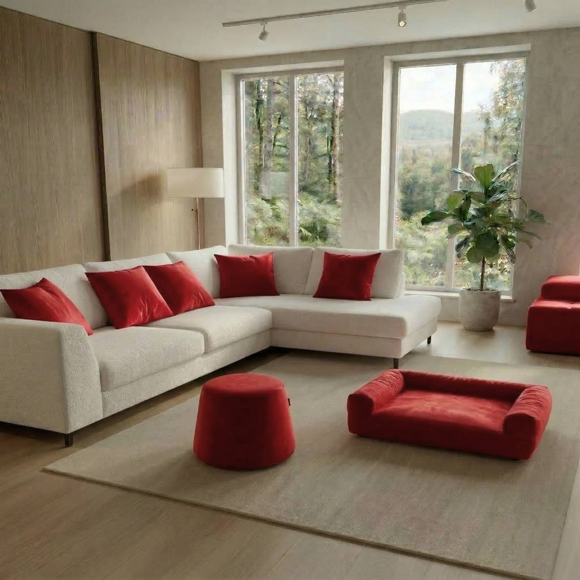 Ambiente arredato con dettagli col. Rosso